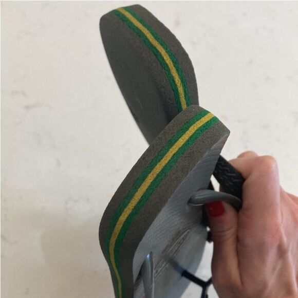 Havana's Brazil Army Green Grey Rubber Flip Flops size 7/8 - Picture 3 of 6